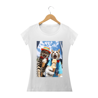 Nome do produto Camiseta Feminina Gatos com Sorvete