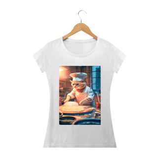 Nome do produto Camiseta Feminina Gato Fazendo Pizza