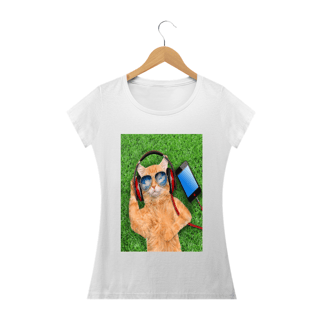 Nome do produto Camiseta Gato Com Óculos e Fone