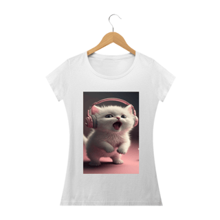 Nome do produto Gato Branco com Fone Rosa