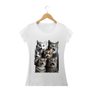 Nome do produto Camiseta Femininina Gatos Assustados