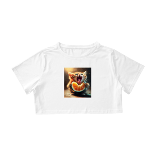 Nome do produto Camiseta Cropped Gato Com Laranja