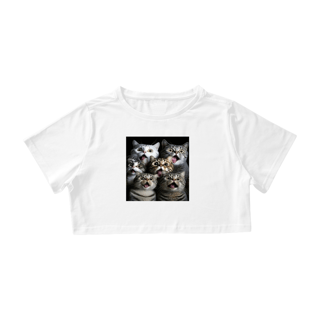 Nome do produto Camiseta Cropped Gatos Assustados