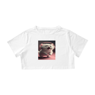 Nome do produto Camiseta Cropped Gato com Fone Rosa