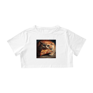 Nome do produto Camiseta Cropped Gato Comendo Pizza Pizza