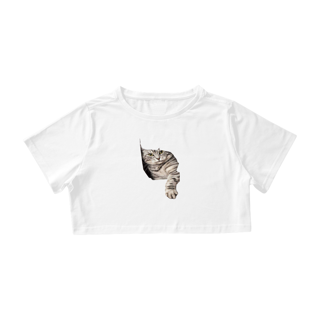 Nome do produto Camiseta Cropped Gato Saindo da Parede