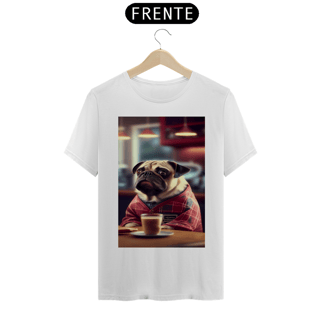 Nome do produto Camiseta Pug tomando Café