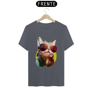 Nome do produto Camiseta Gato Com Óculos Escuros e Fone