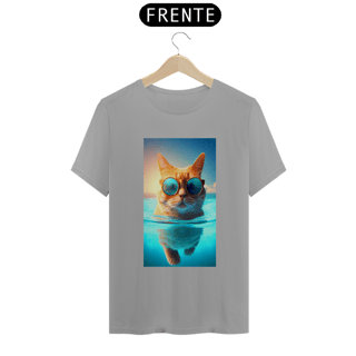 Nome do produto Camiseta Masculina Gato De Óculos Nadando