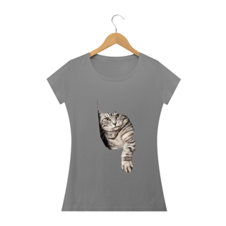 Nome do produto Camiseta Feminina Gato na Parede