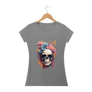 Nome do produto Camiseta Feminina Caveira Com Flores