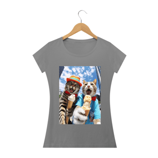 Nome do produto Camiseta Feminina Gatos com Sorvete