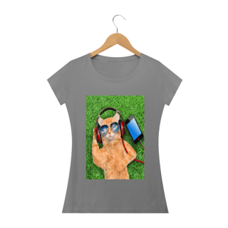 Nome do produto Camiseta Gato Com Óculos e Fone