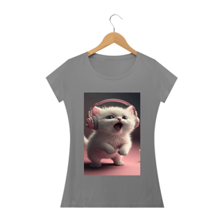 Nome do produto Gato Branco com Fone Rosa