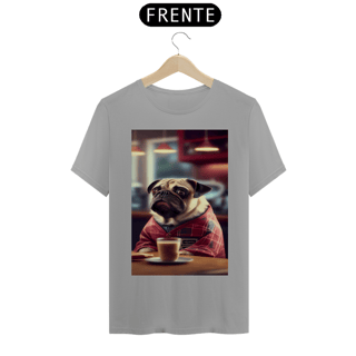 Nome do produto Camiseta Pug tomando Café