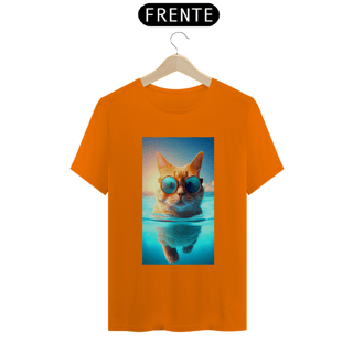 Nome do produto Camiseta Masculina Gato De Óculos Nadando