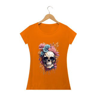 Nome do produto Camiseta Feminina Caveira Com Flores