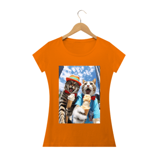 Nome do produto Camiseta Feminina Gatos com Sorvete