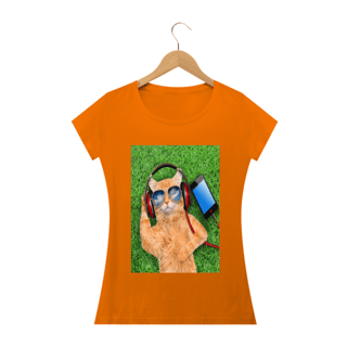 Nome do produto Camiseta Gato Com Óculos e Fone
