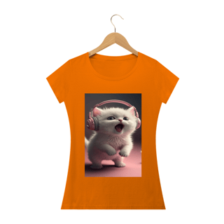 Nome do produto Gato Branco com Fone Rosa