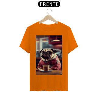 Nome do produto Camiseta Pug tomando Café