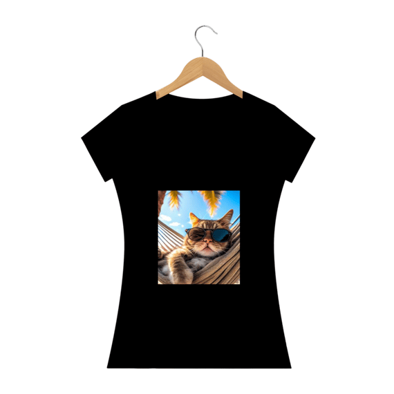 Camiseta Feminina Gato na Rede