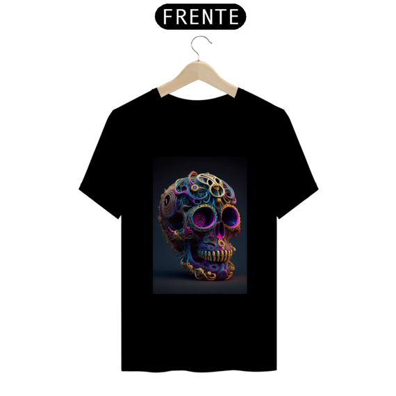 Camiseta Masculina Caveira Neon