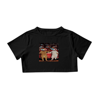 Camiseta Cropped Gato com Óculos 3D