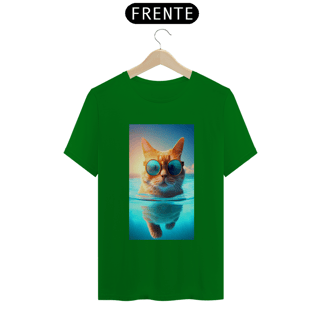 Nome do produto Camiseta Masculina Gato De Óculos Nadando