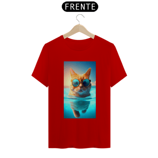 Nome do produto Camiseta Masculina Gato De Óculos Nadando