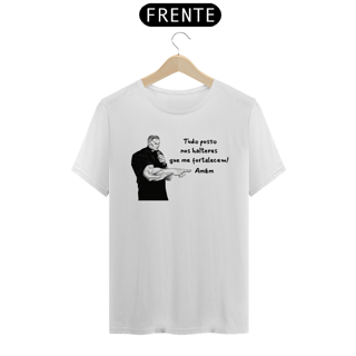 Nome do produto Camiseta Academia tudo posso nos Halteres que me fortalecem