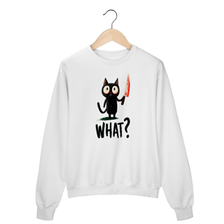 Moletom “What?” – Gato Psicótico Edition
