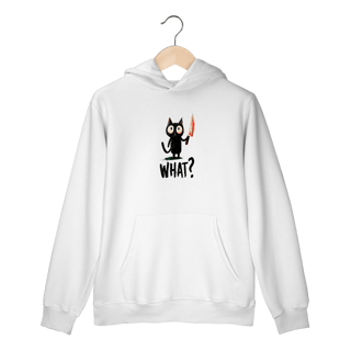 Moletom “What?” – Gato Psicótico Edition