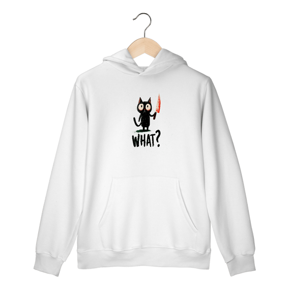 Moletom “What?” – Gato Psicótico Edition