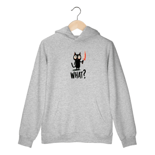 Nome do produto Moletom “What?” – Gato Psicótico Edition