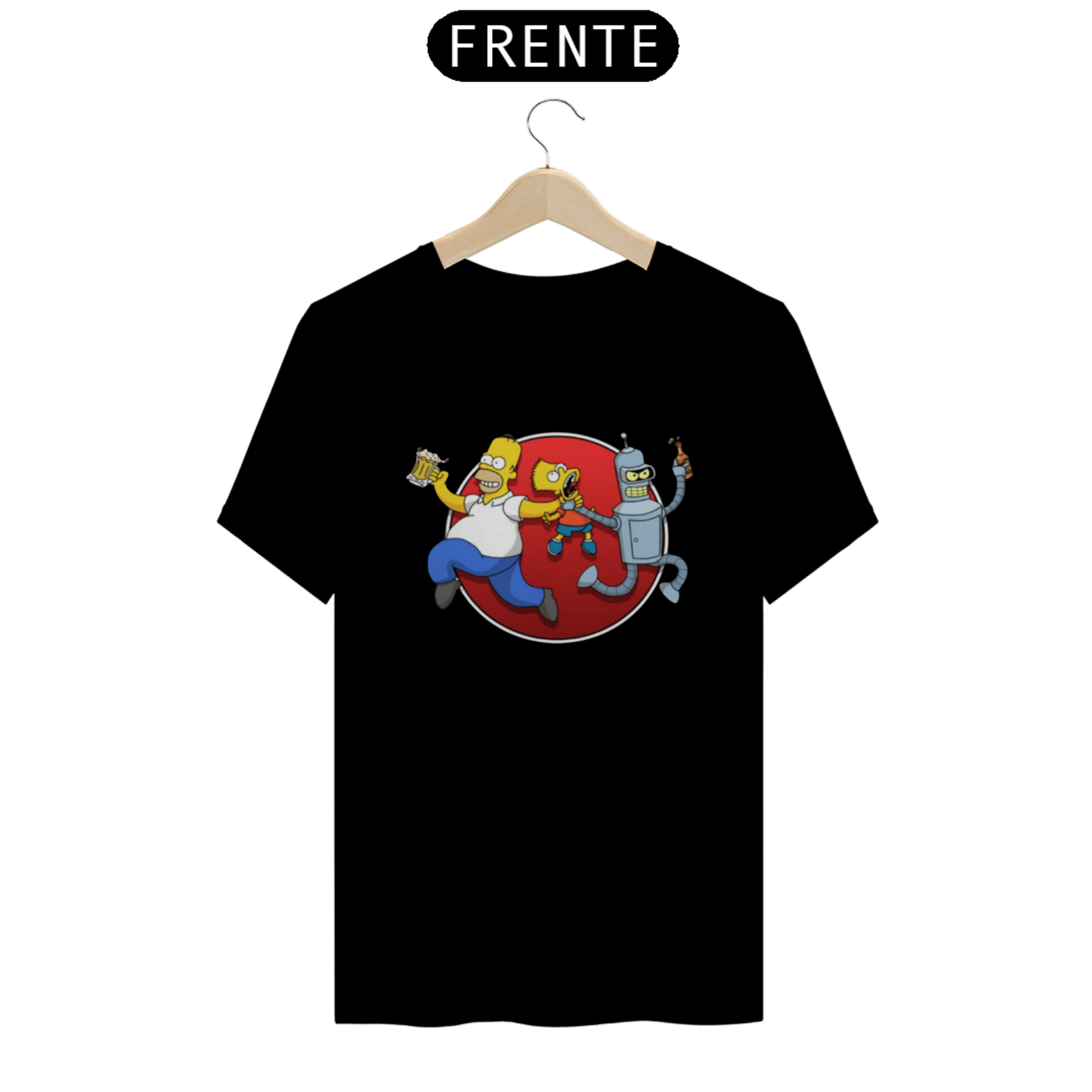 Camiseta T-Shirt Classic Unissex / Bender, Homer e Bart