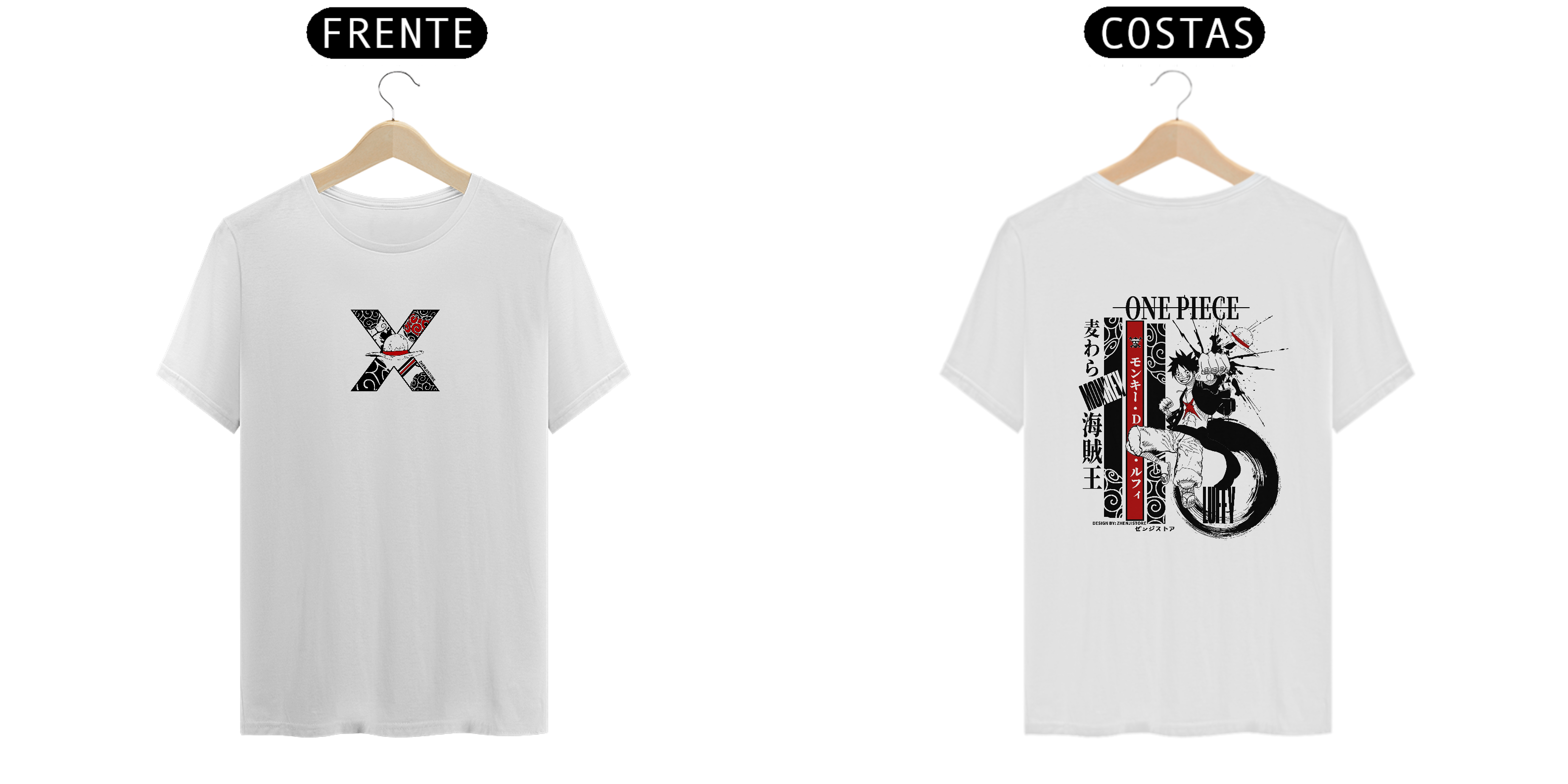 Camiseta One Piece frente e verso - Monkey D Luffy