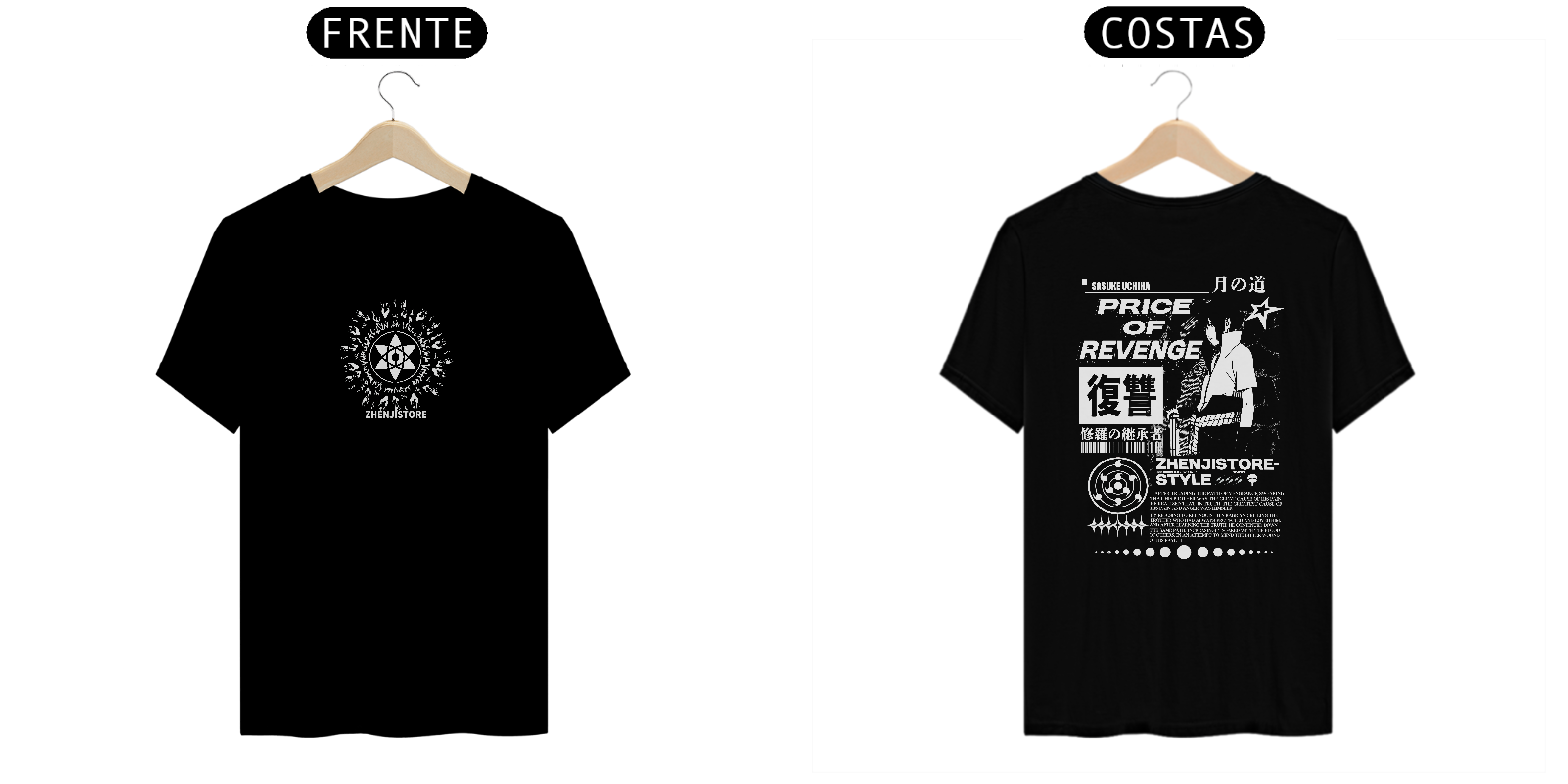 Camiseta Naruto frente e verso - Sasuke Uchiha dark colors
