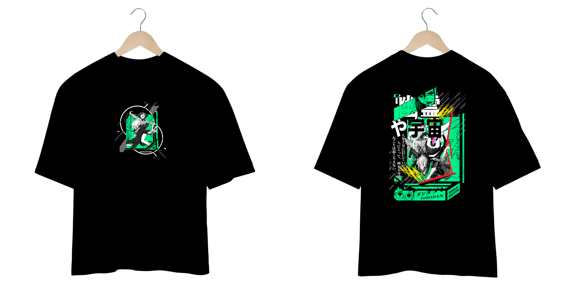 Oversize Dandadan frente e verso - dark colors