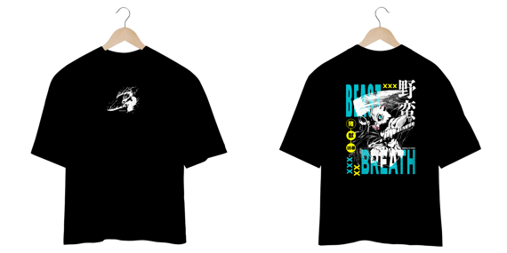 Oversize frente e verso Inosuke Beast dark colors