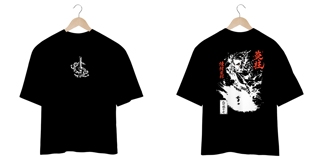 Oversize frente e verso Rengoku pilar de fogo - dark color