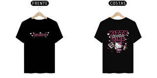 Nome do produto Camiseta frente e verso Kitty Girl - dark colors