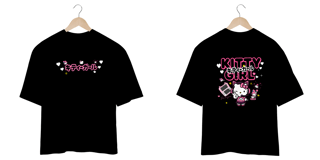 Nome do produto Oversize frente e verso Kitty Girl - dark color