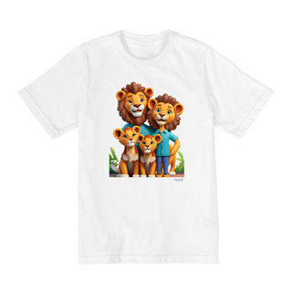 Nome do produtoCamiseta Infantil Quality Família Leão Cartoon