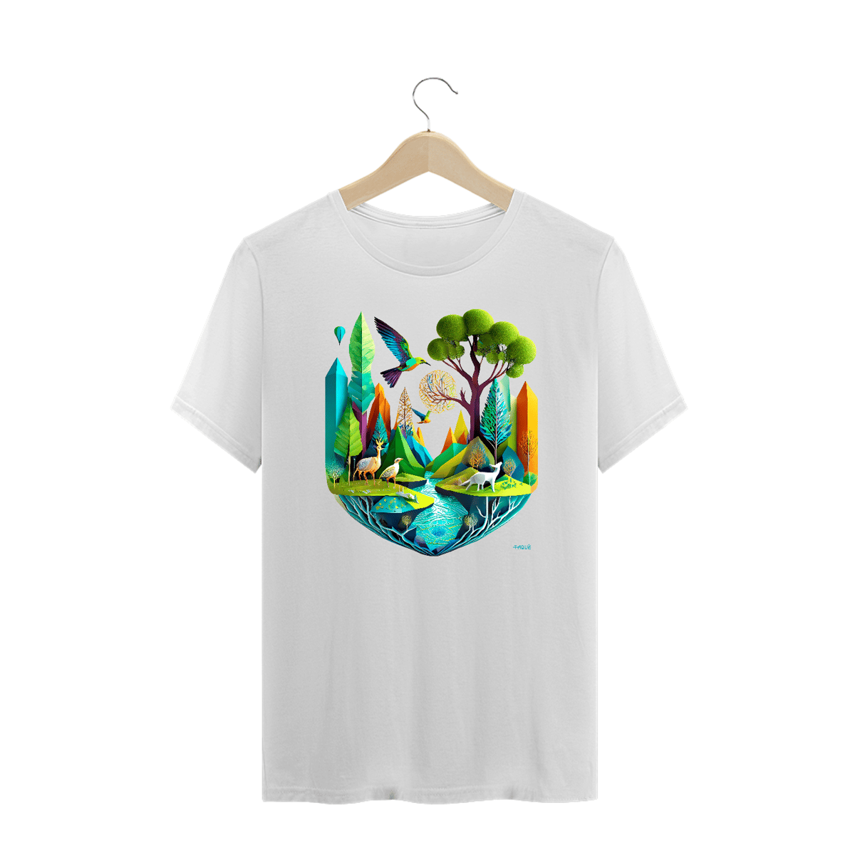 Nome do produto: Camiseta Plus Size Polígonos - Ecossistema