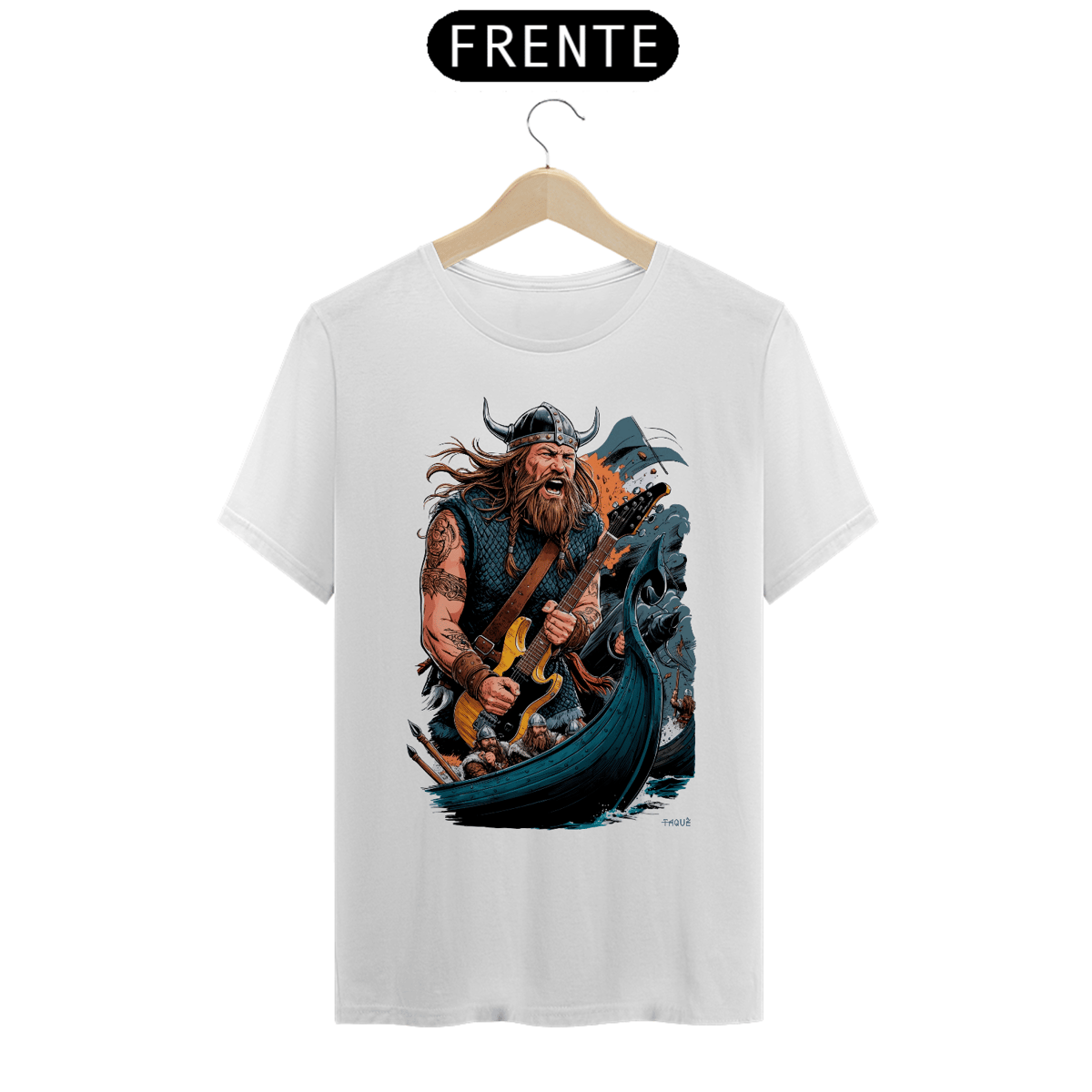 Nome do produto: Camiseta Taquê Roqueiro Viking