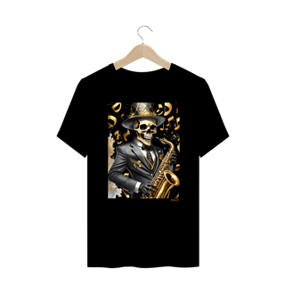 Nome do produtoCamiseta Plus Size Caveira Saxofonista
