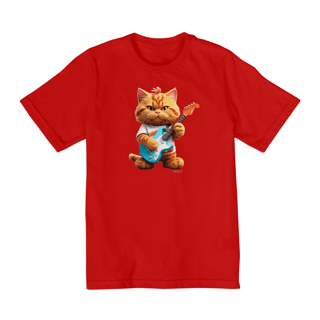 Nome do produtoCamiseta Infantil (10 a 14) - Gatinho Roqueiro