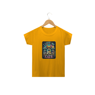 Nome do produto CAMISETA CLASSIC INFANTIL, I LOVE MY CATS-2 A 14 ANOS