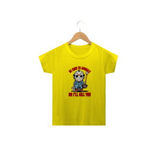 Nome do produto CAMISETA CLASSIC  INFANTIL DOG, LINHA FILME JASON BE KIND TO ANIMALS SEXTA FEIRA 13-2 A 14 ANOS